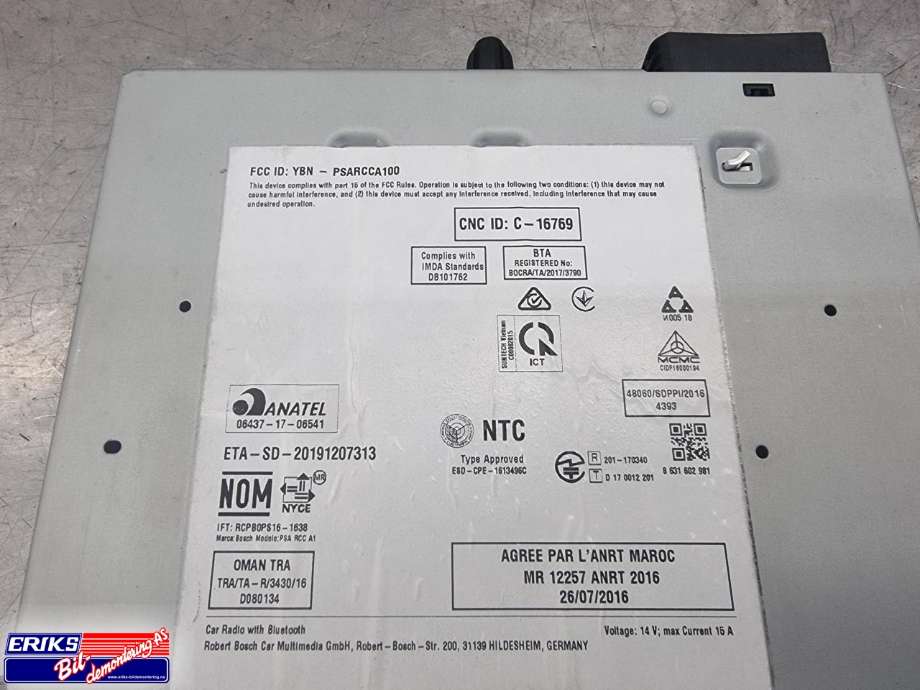 Bilstereo navigasjon spiller til Citroën Jumpy 2016-->> (Type III)  (BOSCH|9833500080|)