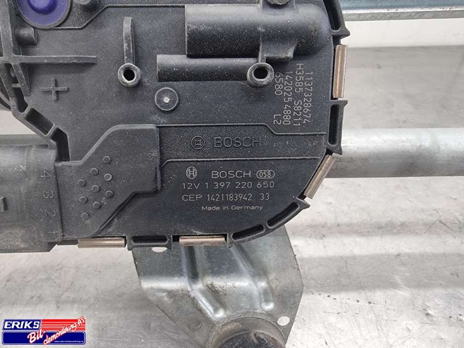Viskermotor frontrute komplett m/overføring til Škoda Octavia 2013-2016 (Type III, Fase 1)  (BOSCH|5E1 955 119|1 397 220 650|5E1 955 023 A)
