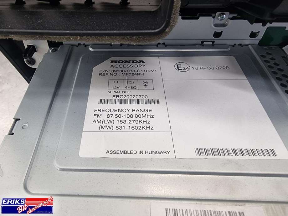Bilstereo til Honda Civic 2012-2015 (Type IX, Fase 1)  (39100-TB8-G110-M1|)