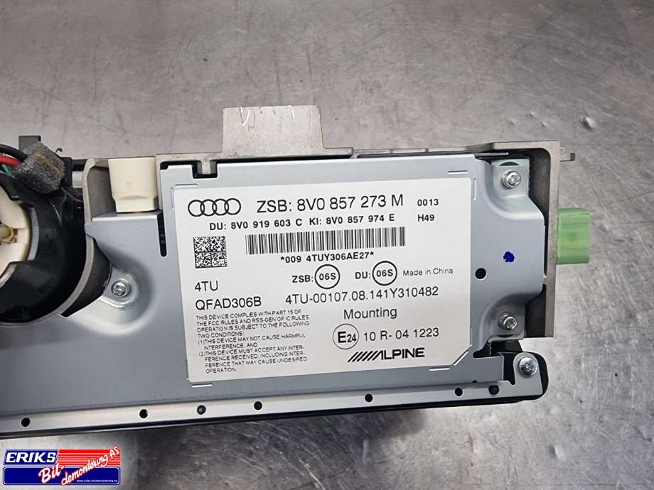 Bilstereo navigasjon skjerm til Audi A3 2012-2016 (Type III, Fase 1)  (8V0 857 273 M|)