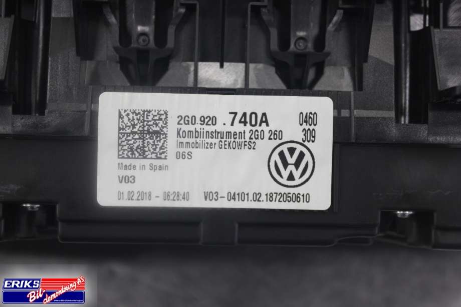 Instrumentpanel til VW Polo 2017-2021 (Type VI, Fase 1)  (2G0 920 740 A|)