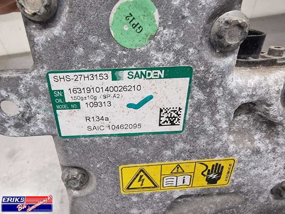 Aircondition kompressor elbil til MG ZS EV 2019-2021 (Type I, Fase 1)  (SANDEN|109313|)