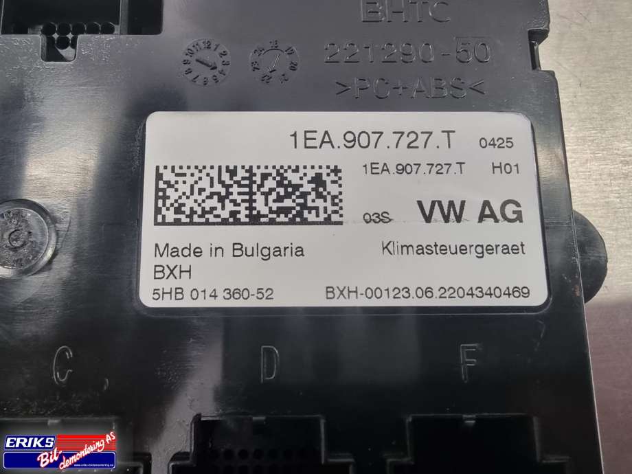 Styreenhet klima/aircondition til Audi Q4 e-tron 2021-->>  (1EA 907 727 T|)