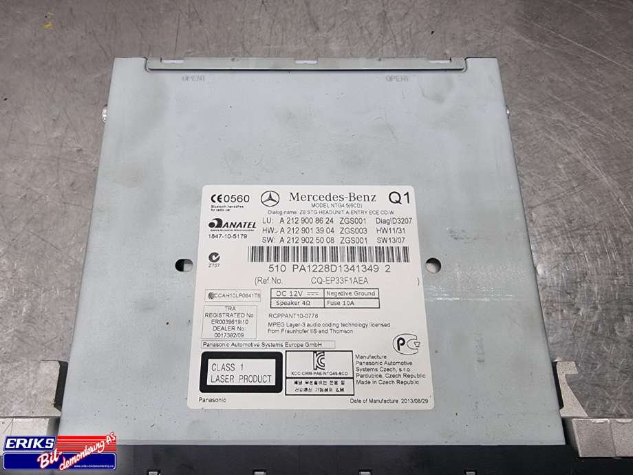 Bilstereo navigasjon spiller til Mercedes E-Klasse 2013-2016 (Fase 2) (W212) (W212) 