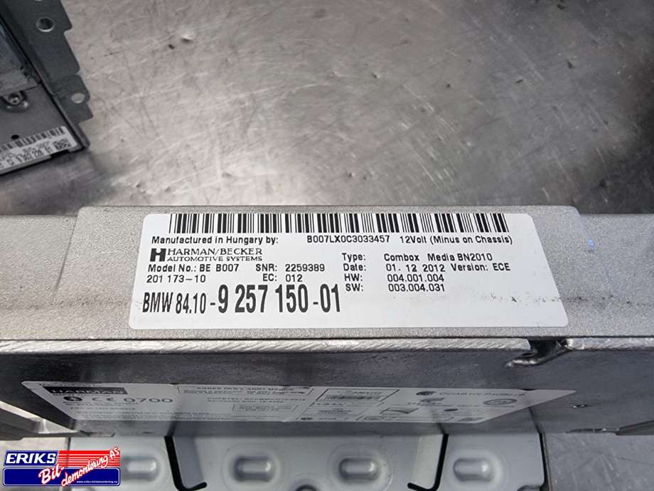 Bilstereo navigasjon til BMW 1-Serie 2011-2015 (Fase 1) (F20/F21) (F20/F21) (9302228|)