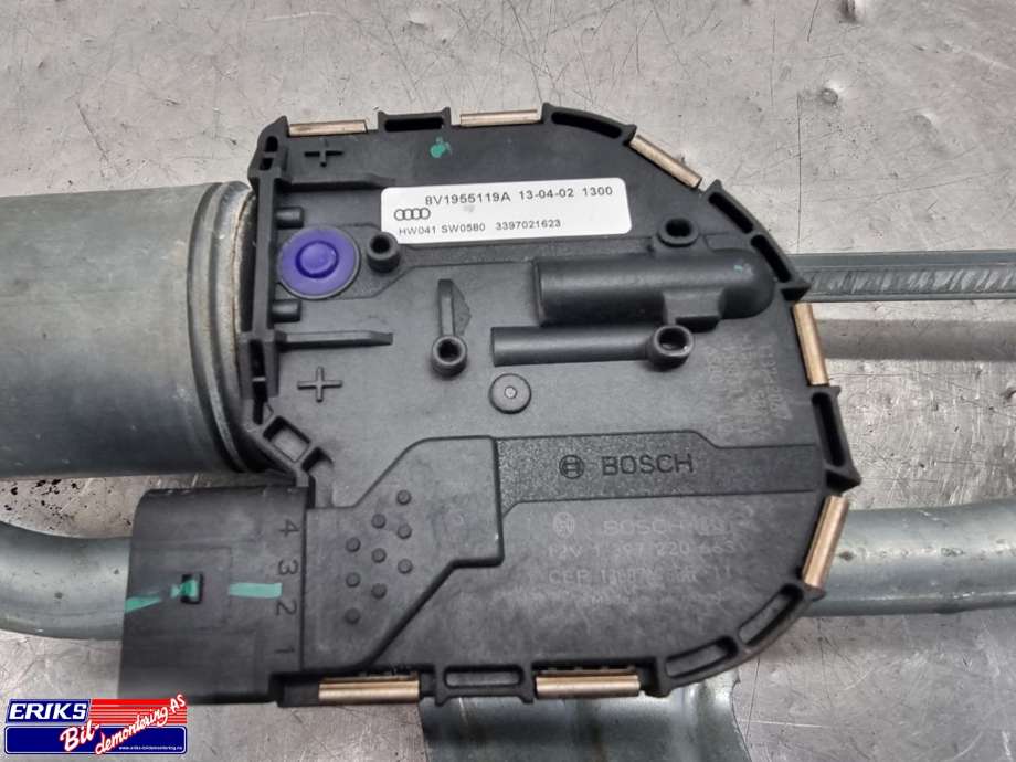 Viskermotor frontrute komplett m/overføring til Audi A3 2012-2016 (Type III, Fase 1)  (BOSCH|8V1 955 023 D|)
