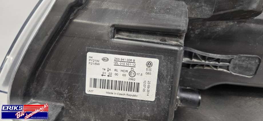 Frontlykt høyre halogen til VW Caddy 2010-2015 (Type III, Fase 2)  (HELLA|2K5 941 006  B|)