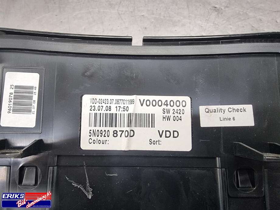 Instrumentpanel til VW Tiguan 2007-2011 (Type I, Fase 1)  (5N0920870D|)