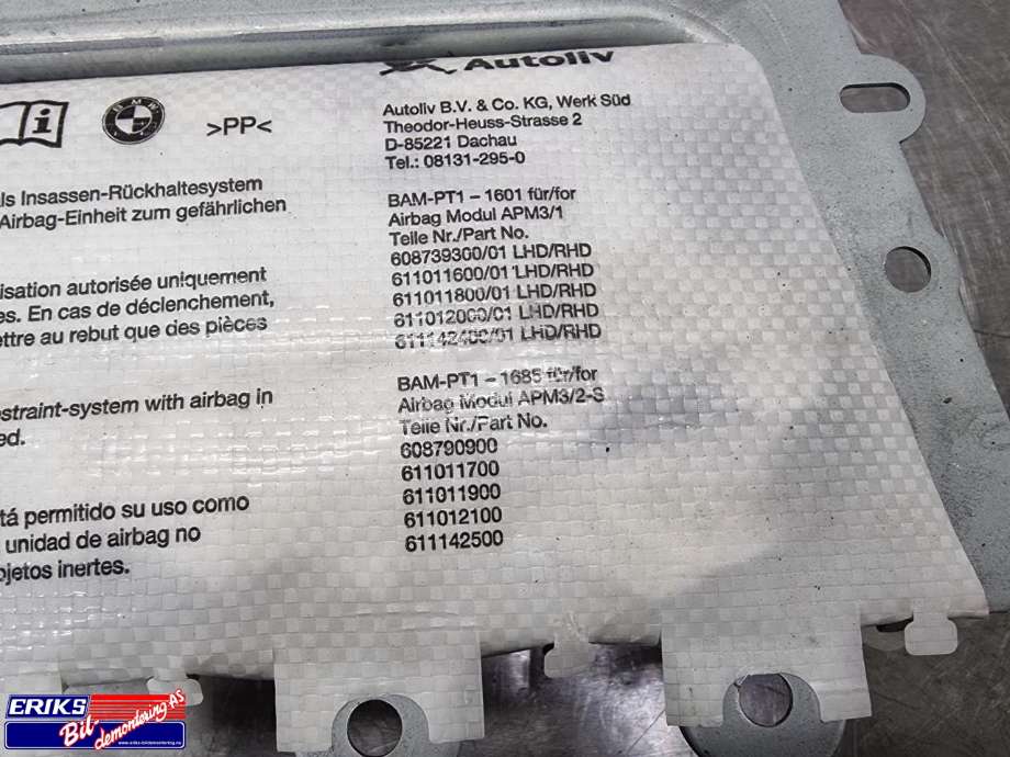 Airbag passasjer til BMW 5-Serie 2010-2017 (F10/F11) (F10/F11) (39923039801|)