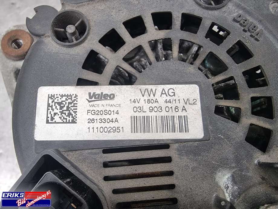 Dynamo diesel til Audi A6 2011-2014 (Type IV, Fase 1) (C7) (C7) (VALEO|03L903016A|)