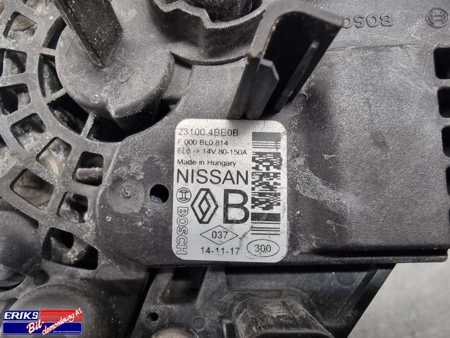 Dynamo til Nissan Qashqai 2014-2021 (Type II)  (BOSCH|231004BE0B|)