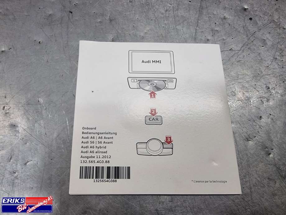 Bilstereo DVD-plate til Audi A6 2011-2014 (Type IV, Fase 1) (C7) (C7) 