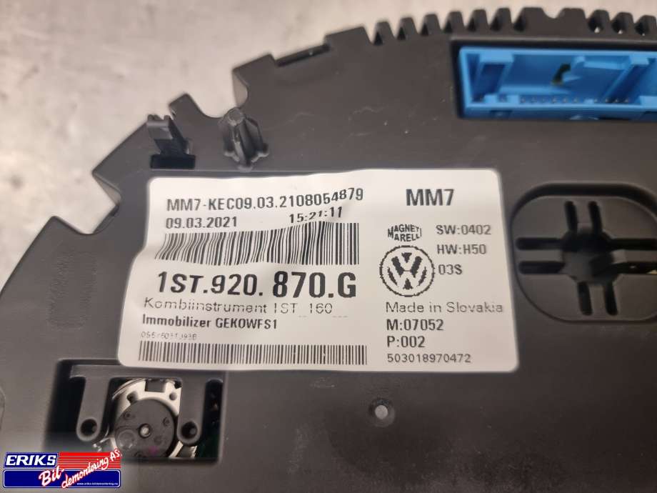 Instrumentpanel til Škoda Citigo-e 2019-->>  (1ST920870G|)