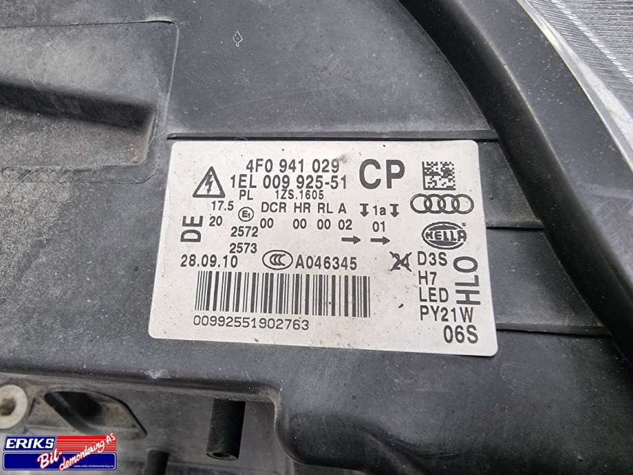 Frontlykt venstre xenon til Audi A6, Allroad 2008-2011 (Type II, Fase 2) (C6) (C6) (4F0 941 029 FR|)