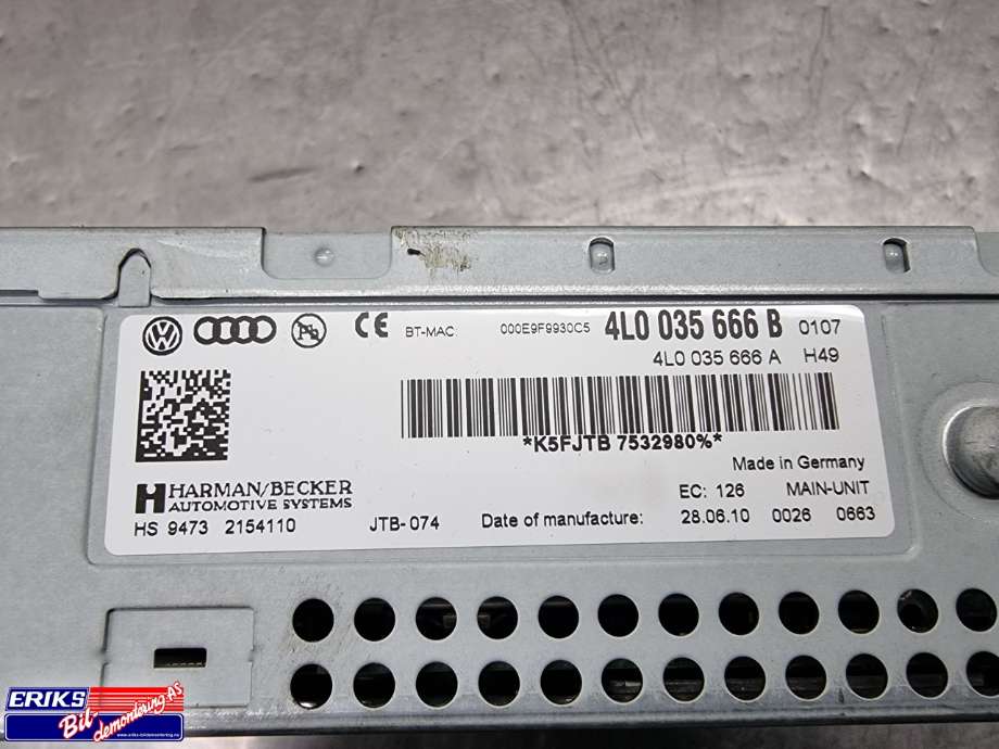 Bilstereo navigasjon spiller til Audi Q7 2010-2015 (Type I, Fase 2) (4L0035666B|)