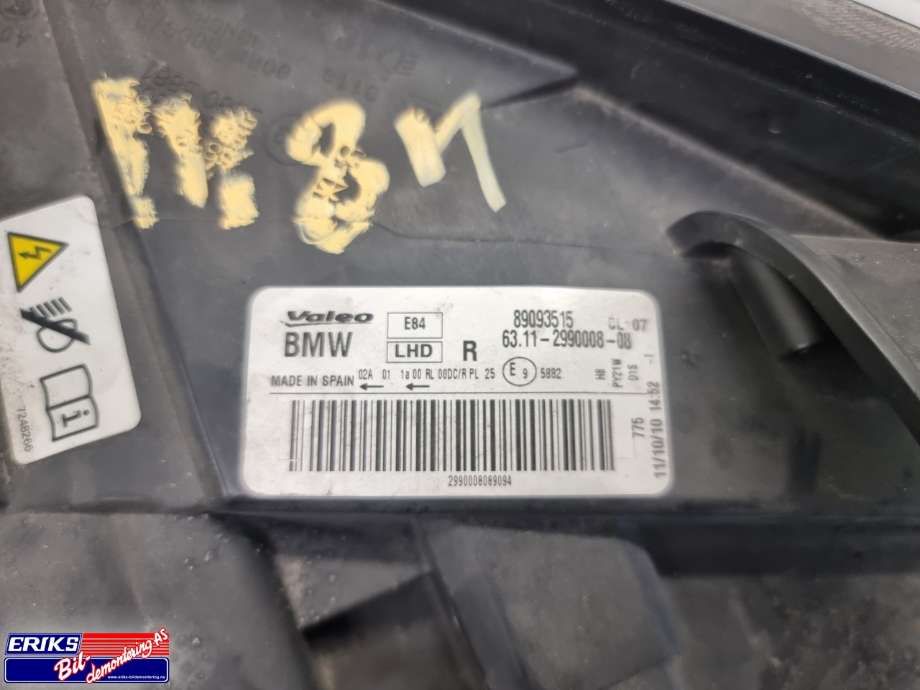 Frontlykt høyre xenon til BMW X1 2009-2015 (E84) (E84) (6311-2990008-08|89093515|)
