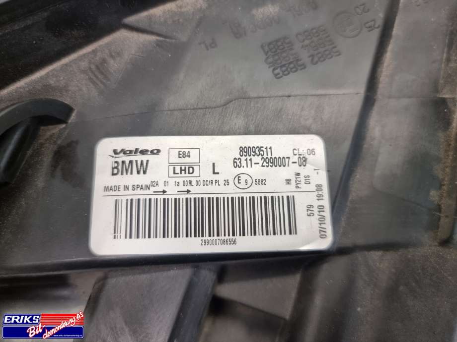 Frontlykt venstre xenon til BMW X1 2009-2015 (E84) (E84) (89093511|)