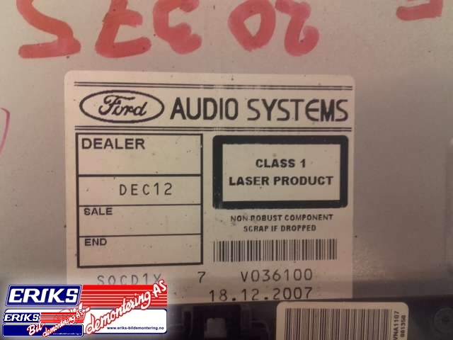 Bilstereo til Ford Mondeo 2007-2010 (Type IV, Fase 1)  (FORD|VP6M2F-18C821AG|)