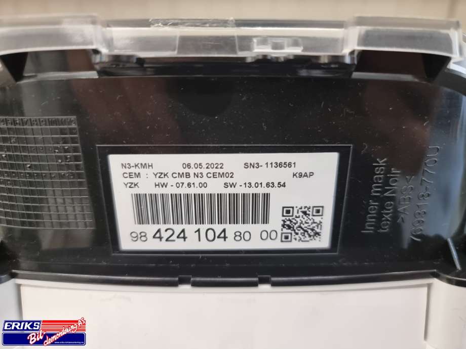 Instrumentpanel til Peugeot Partner 2019-->> (Type III)  (9842410480|)