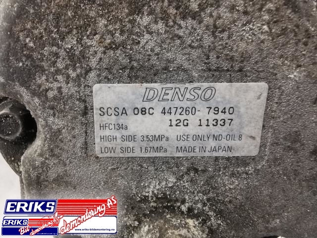 Aircondition kompressor til Subaru Outback 2003-2007 (Type III, Fase 1)  (DENSO|SCSA 08C|447260-7940|12G 11337)