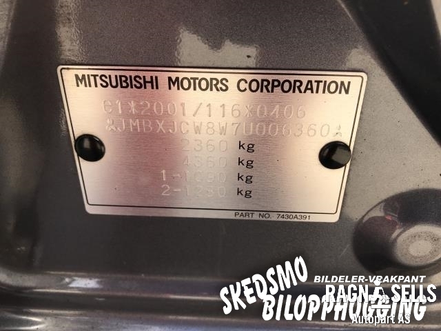 Mitsubishi Outlander 2007-2010 (Type II, Fase 1) , Motorkode: BSY        MN980000, Girkassekode: 2500A092