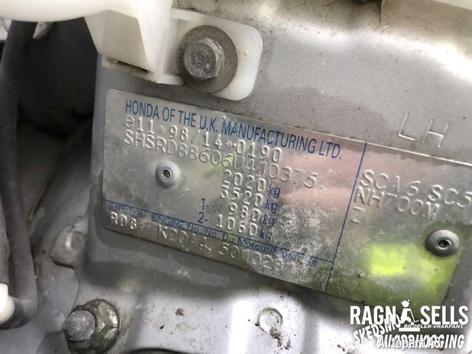 Honda CR-V 2002-2006 (Type II) , Motorkode: K20A4, Girkassekode: 21111PRW040
