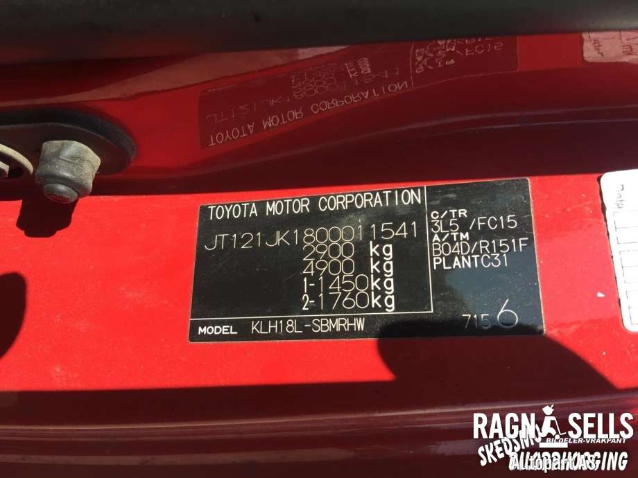 Toyota Hiace 2007-2012 (Fase 3) , Motorkode: 2KD-FTV, Girkassekode: