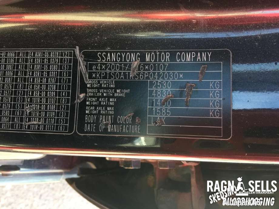 SsangYong Kyron 2006-2008 , Motorkode: 664 950, Girkassekode: 