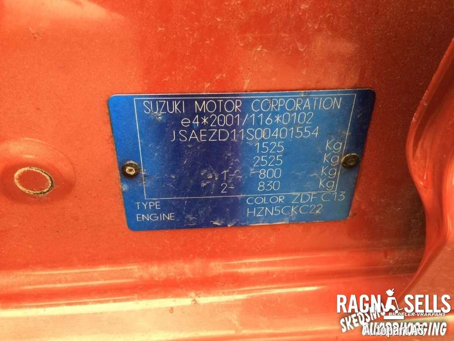 Suzuki Swift 2005-2010 , Motorkode: M13A, Girkassekode: RS413