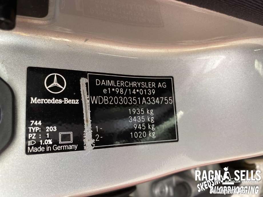 Mercedes C-Klasse 2000-2004 (Fase 1) (W203) (W203), Motorkode: 111951, Girkassekode: 722615