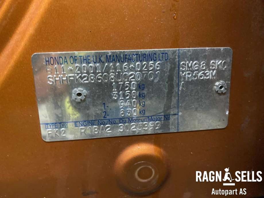 Honda Civic 2006-2011 (Type VIII) , Motorkode: R18A2, Girkassekode: 21200RPF000