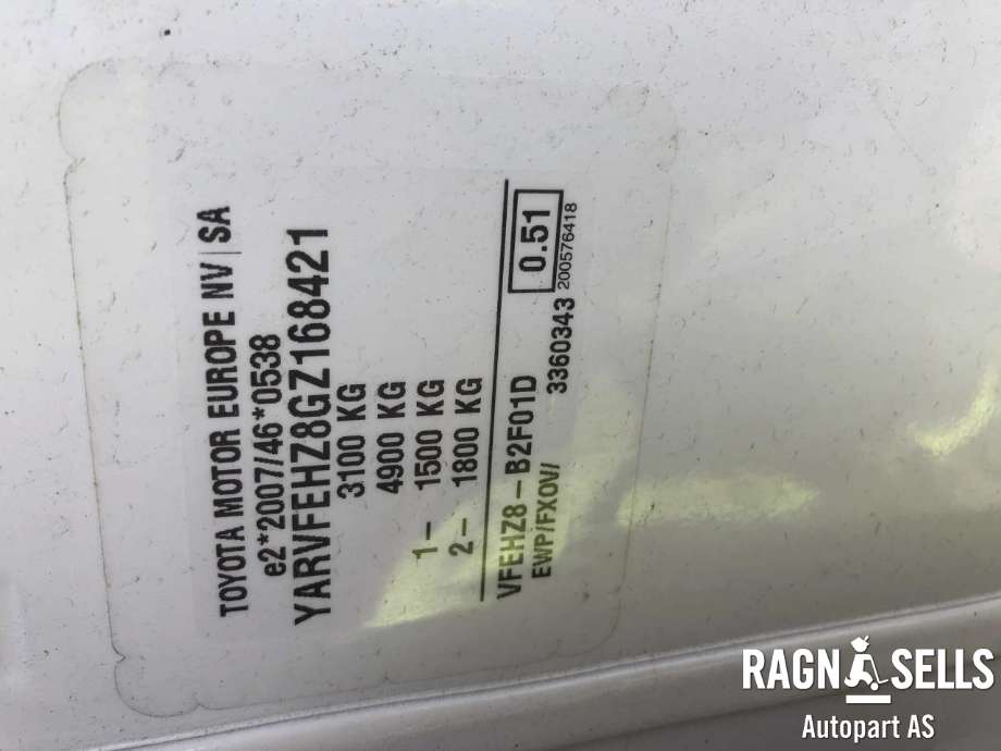 Toyota Proace 2016-->> (Type II) , Motorkode: AH01, Girkassekode: