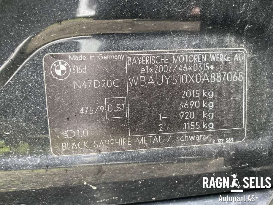 BMW 3-Serie 2005-2011 (E90/E91/E92/E93) (E90/E91/E92/E93), Motorkode: N47D20C, Girkassekode: GS6-17DG