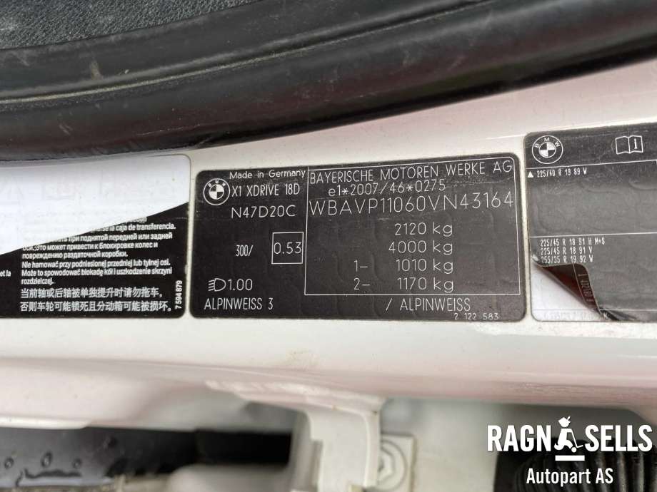 BMW X1 2009-2015 (E84) (E84), Motorkode: N47D20C, Girkassekode: GS6X-37DZ