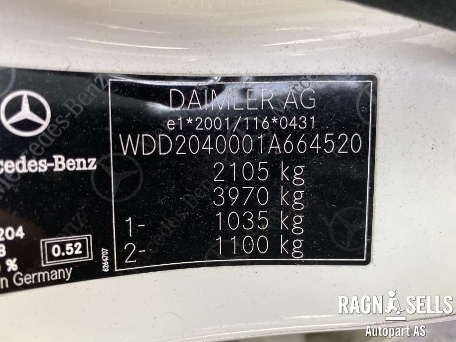 Mercedes C-Klasse 2011-2014 (Fase 2) (W204) (W204), Motorkode: 651913, Girkassekode: 722996