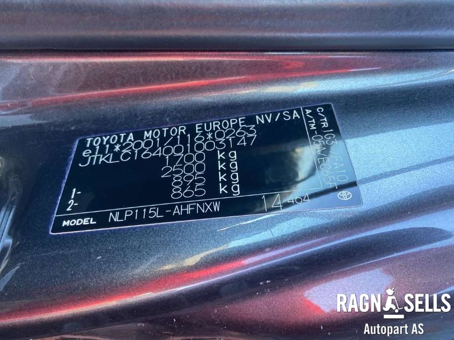 Toyota Urban Cruiser 2009-2014 , Motorkode: 1ND-TV, Girkassekode: 3030052610
