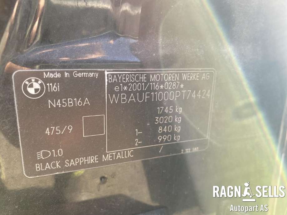 BMW 1-Serie 2004-2011 (E81/E82/E87/E88) (E81/E82/E87/E88), Motorkode: N45B16A, Girkassekode: S5D 250G