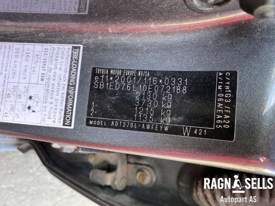 Toyota Avensis 2009-2015 (Type III, Fase 1) , Motorkode: 1AD-FTV, Girkassekode: 