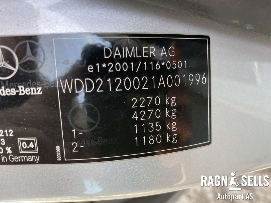 Mercedes E-Klasse 2009-2013 (Fase 1) (W212) (W212), Motorkode: 651924, Girkassekode: 722646