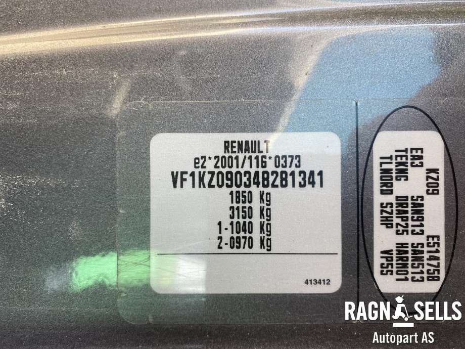 Renault Megane 2009-2016 Type III , Motorkode: K9K N8, Girkassekode: DC4 (000) - LHK0C88