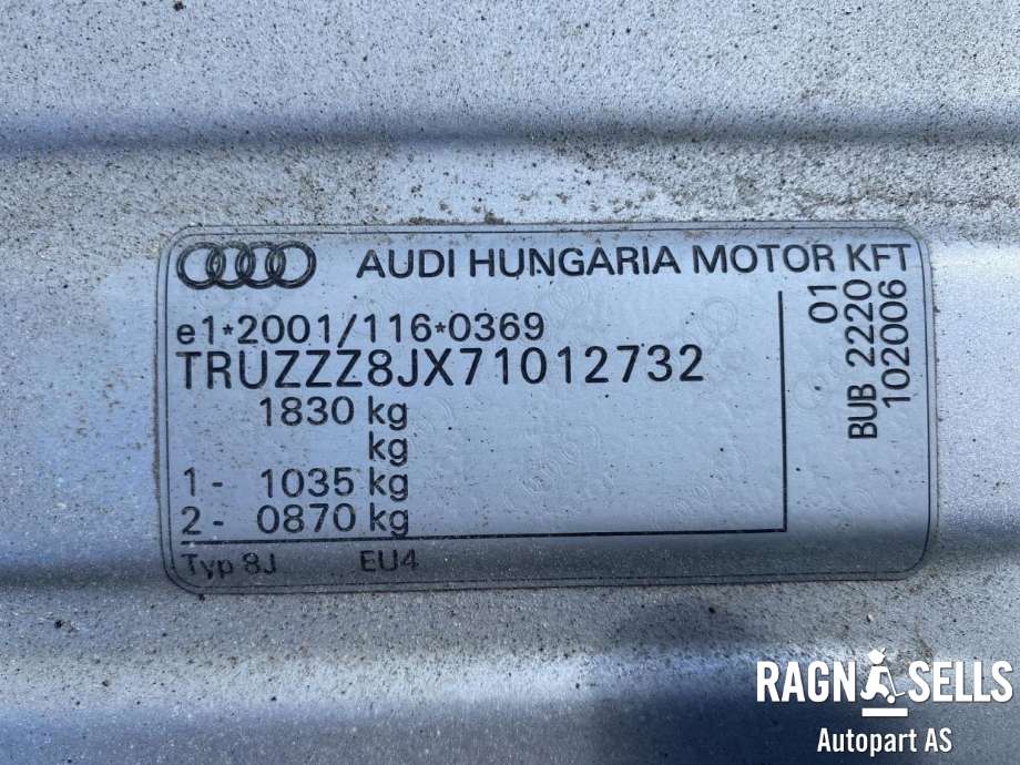 Audi TT 2006-2014 (Type II) , Motorkode: BUB, Girkassekode: HXZ