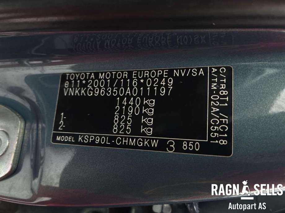 Toyota Yaris 2006-2009 (Type II, Fase 1) , Motorkode: 1KR-FE, Girkassekode: 
