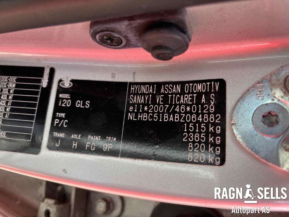Hyundai i20 2009-2014 (Type I) , Motorkode: G4LA-5, Girkassekode: