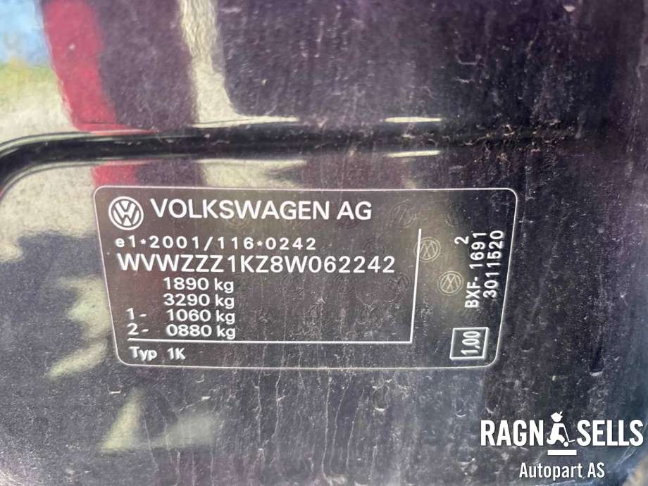 VW Golf V, STV 2007-2010 (JETTA) (JETTA), Motorkode: BXF, Girkassekode: