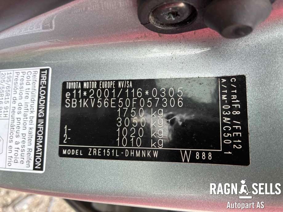 Toyota Auris 2007-2010 (Type I, Fase 1) delebil , Motorkode: 1ZR-FE, Girkassekode: