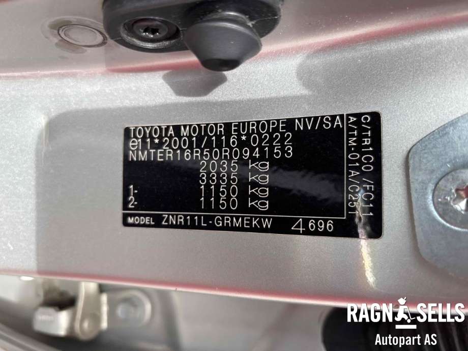 Toyota Verso 2004-2009 (Type II) , Motorkode: 1ZZ-FE, Girkassekode: