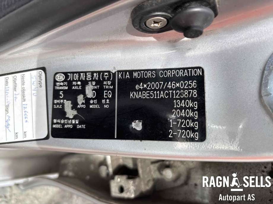 Kia Picanto 2010-2011 (Type I, Fase 2) , Motorkode: G3LA, Girkassekode:
