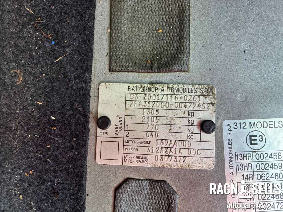 Fiat 500 2008-2020 , Motorkode: 169A4000, Girkassekode:
