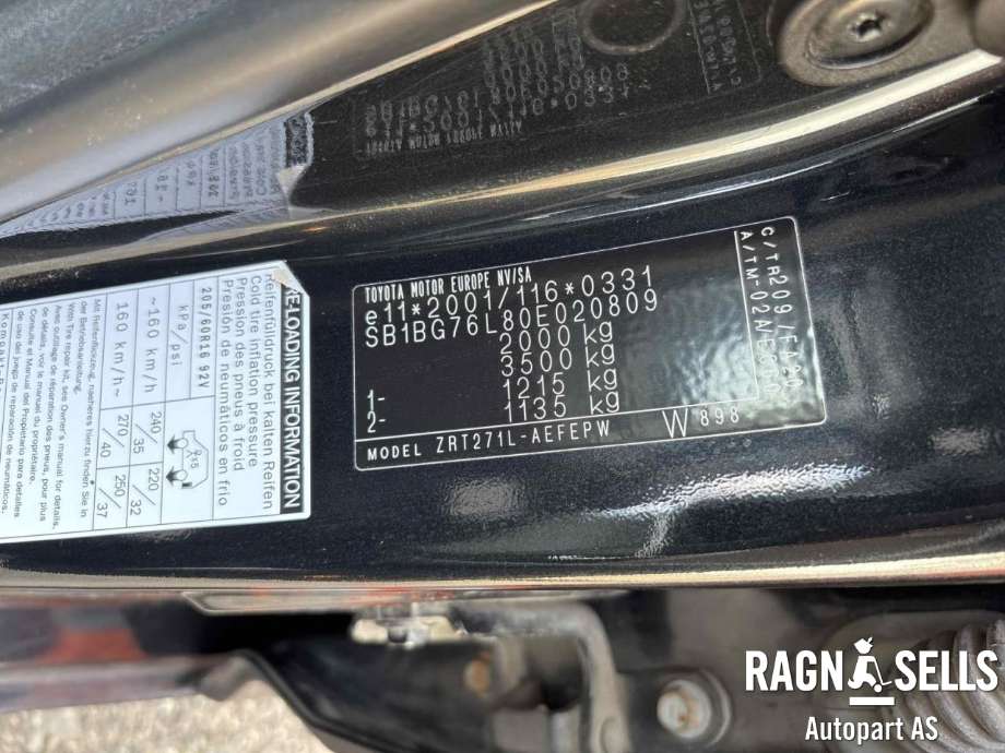 Toyota Avensis 2009-2015 (Type III, Fase 1) , Motorkode: 2ZR-FAE, Girkassekode: 