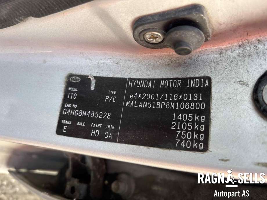 Hyundai i10 2008-2013 (Type I) , Motorkode: G4HG, Girkassekode: